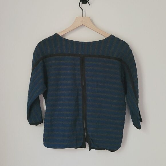 Madewell Striped Back Zip Pullover Sweater in Blue Size  Extra Small - Picture 7 of 8